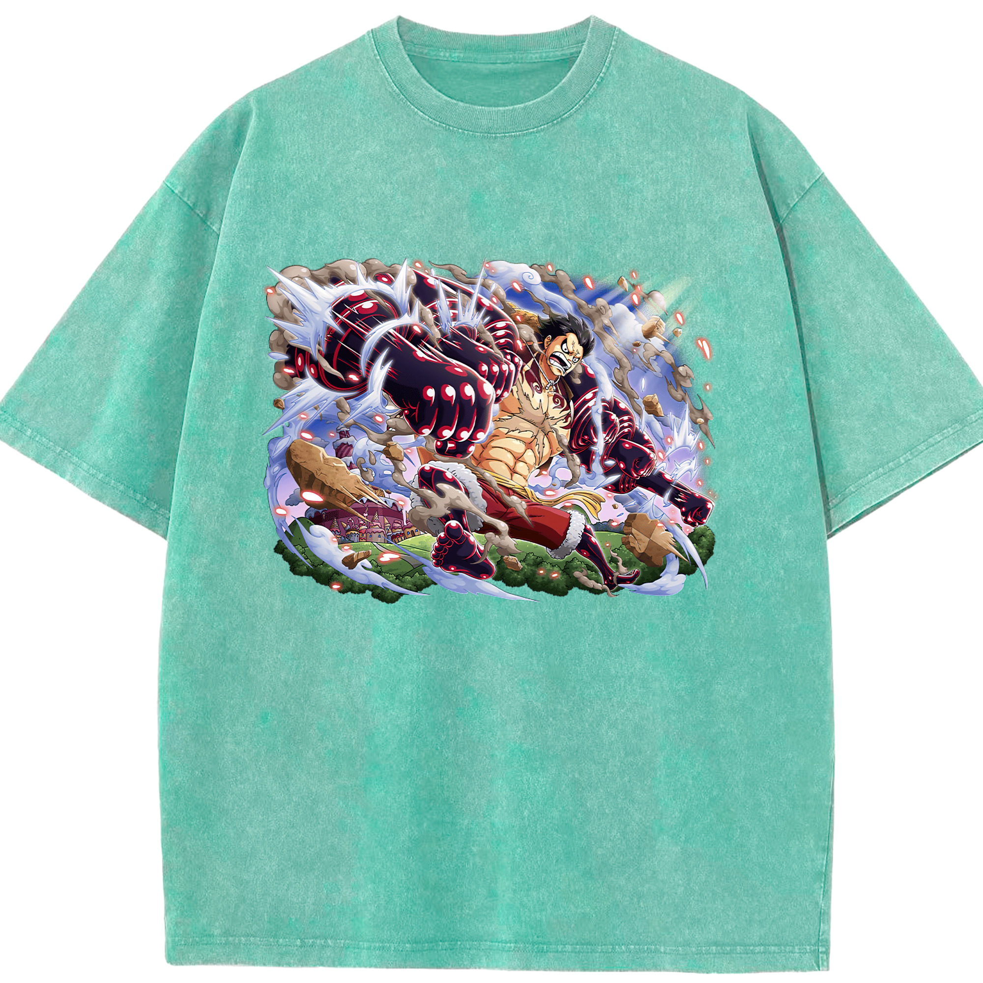 ワンピース モンキー・D・ルフィ ONE PIECE Monkey D. Luffy 綿100% ヴィンテージ風 半袖Tシャツ（フロントプリント）